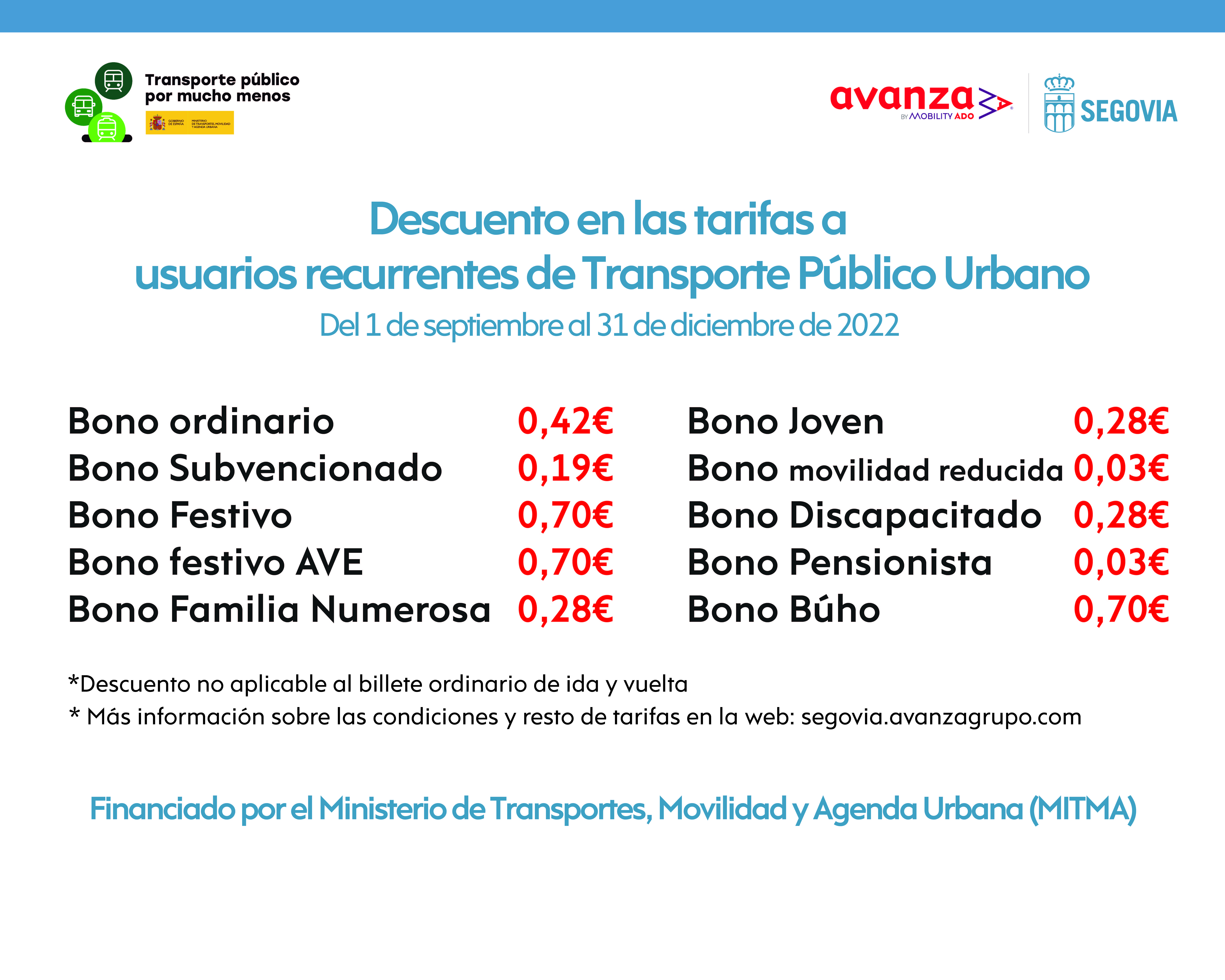 Descuento en las tarifas a los usuarios recurrentes de Transporte Público Urbano