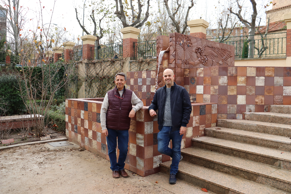 Jardín Botánico, concejal Galindo y Mariano Carabias en la nueva fuente Jardín Botánico