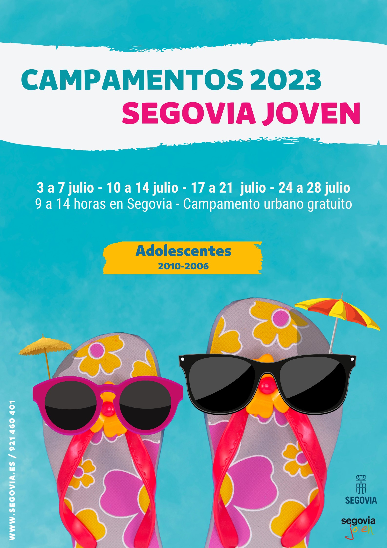 Cartel campamentos de verano Segovia Joven 2023