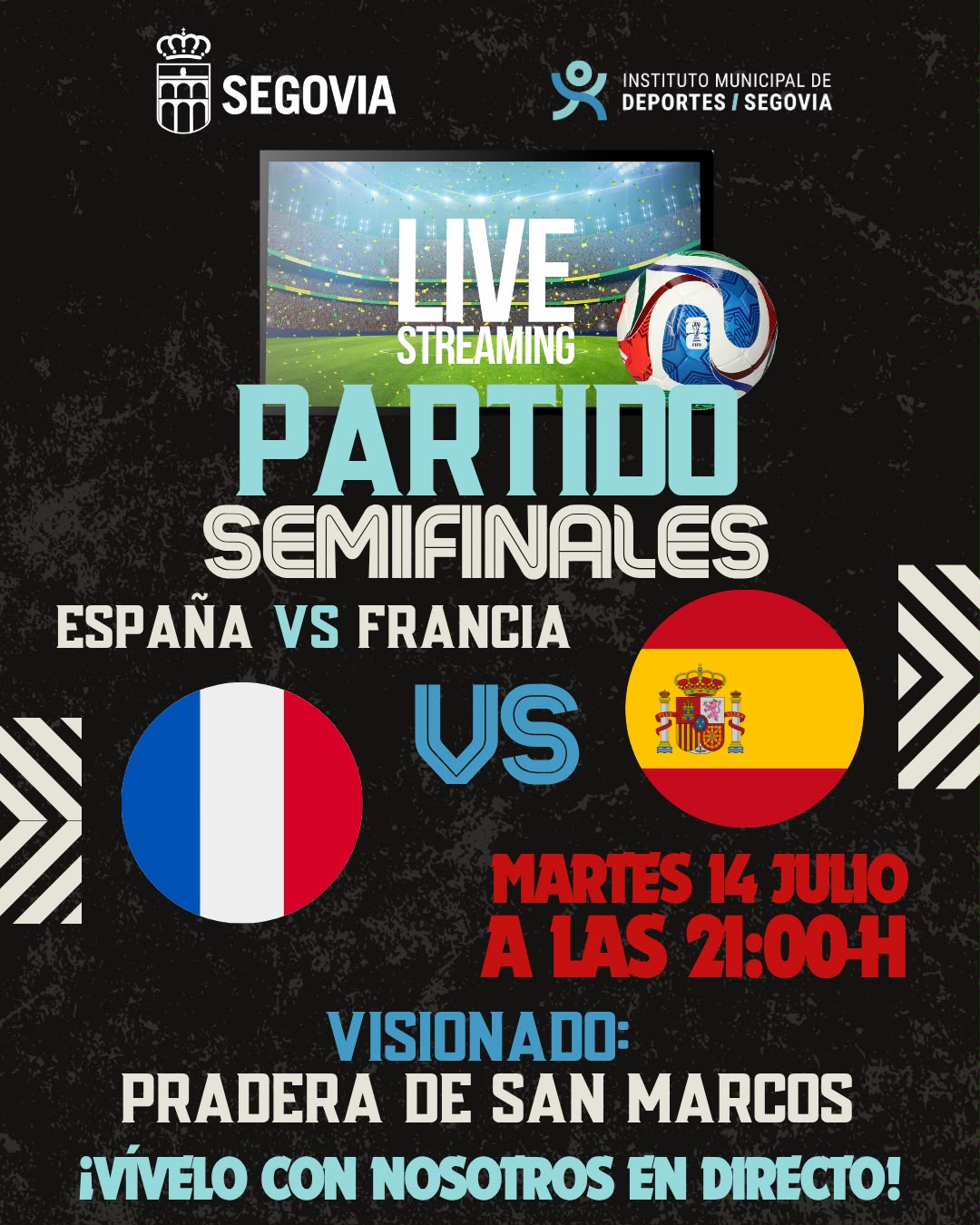 El Ayuntamiento instalará una pantalla en la pradera de San Marcos para seguir la semifinal del Mundial entre España y Francia