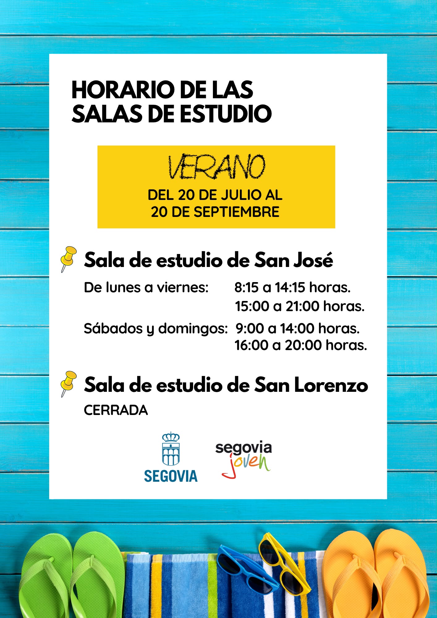 Horarios sala de estudio San José
