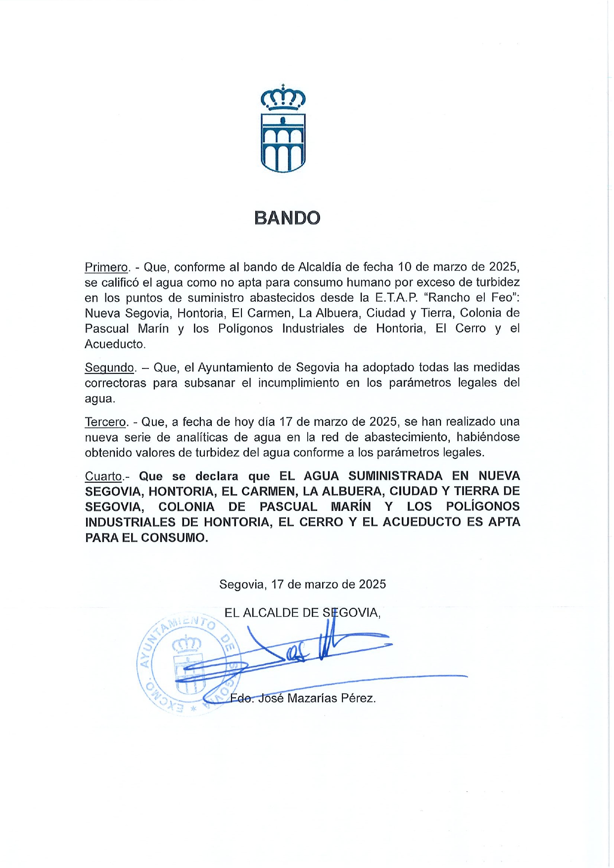 Bando apto agua