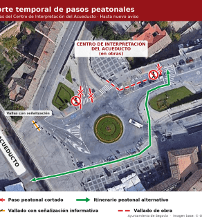 Cierre temporal de los pasos de peatones en el entorno de las obras del Centro de Interpretación del Acueducto