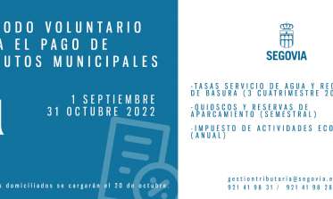El Ayuntamiento de Segovia abre el tercer periodo voluntario para el pago de los tributos municipales