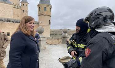 La alcaldesa en el Simulacro de emergencias en el Alcázar de Segovia