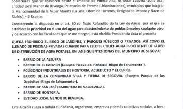 Bando restricciones de agua