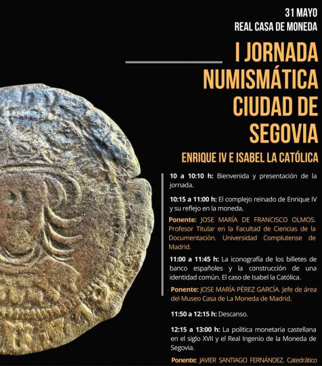 Cartel de la I Jornada Numismática Ciudad de Segovia’