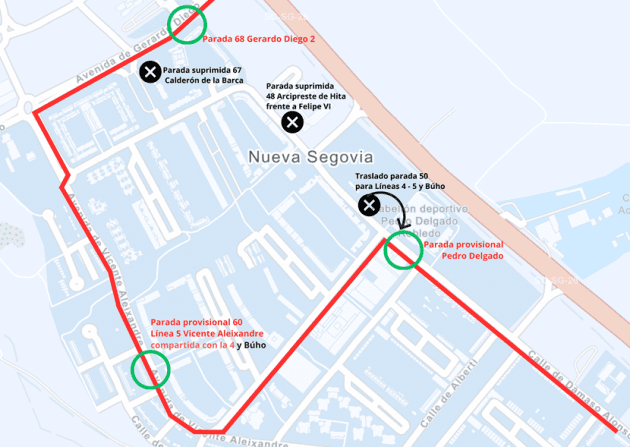 Cambios en el transporte urbano con motivo de las obras en Nueva Segovia